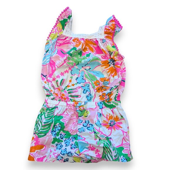 Lilly Pulitzer Target Floral Shorts Romper Girls Size 3T - Picture 1 of 5